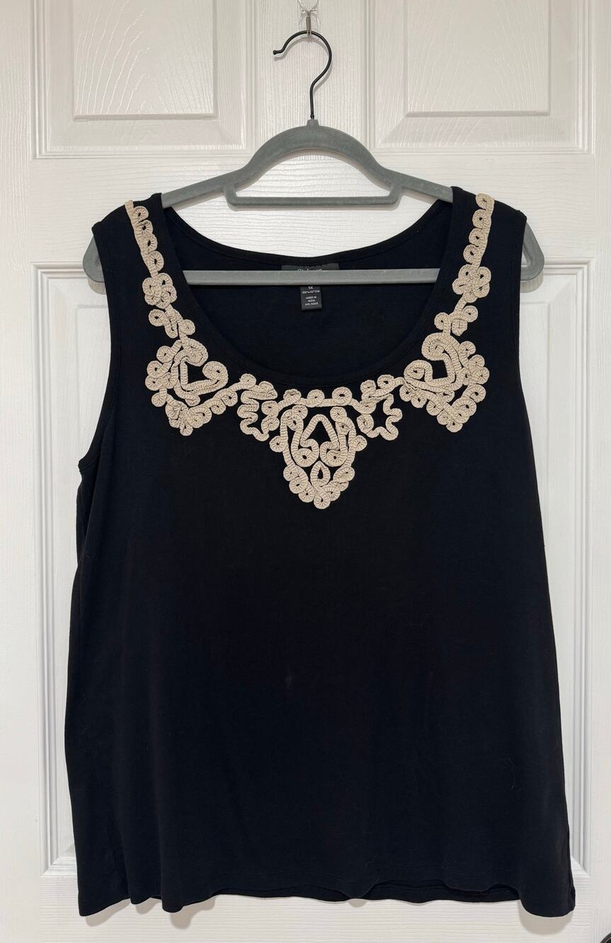 Style & Co Black Sleeveless Tank Top Blouse 1X Plus Cotton